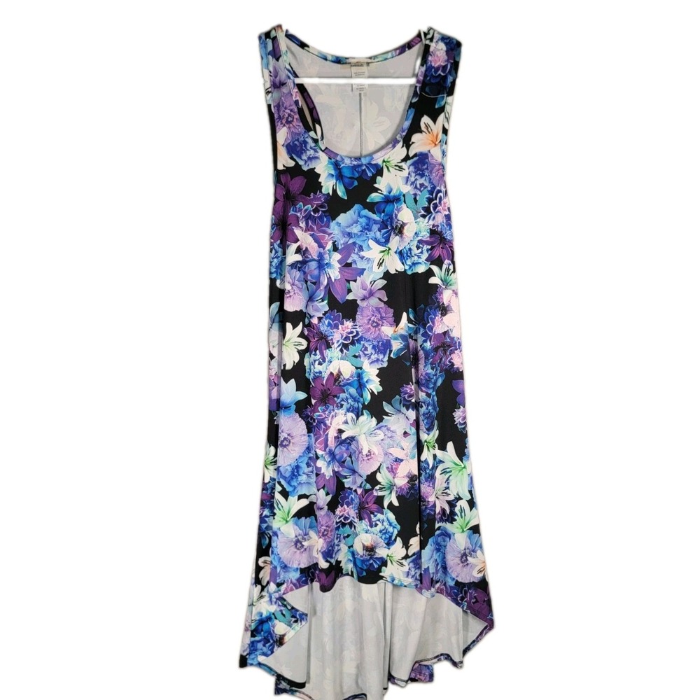 Swimsuits For All Dress Womens 18/20 Floral High Low Racerback Swim Cover Up